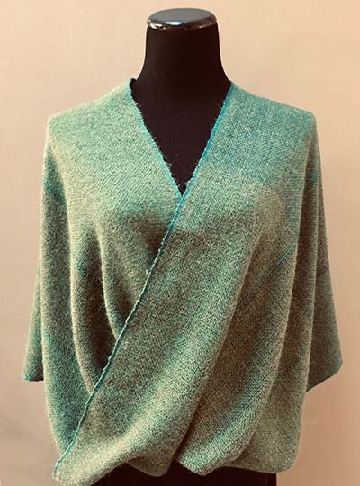Handwoven Infinity Shawl in soft Green