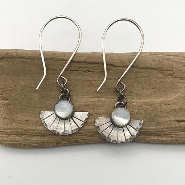 Handcrafted silver and stone earrings by Meg Tang