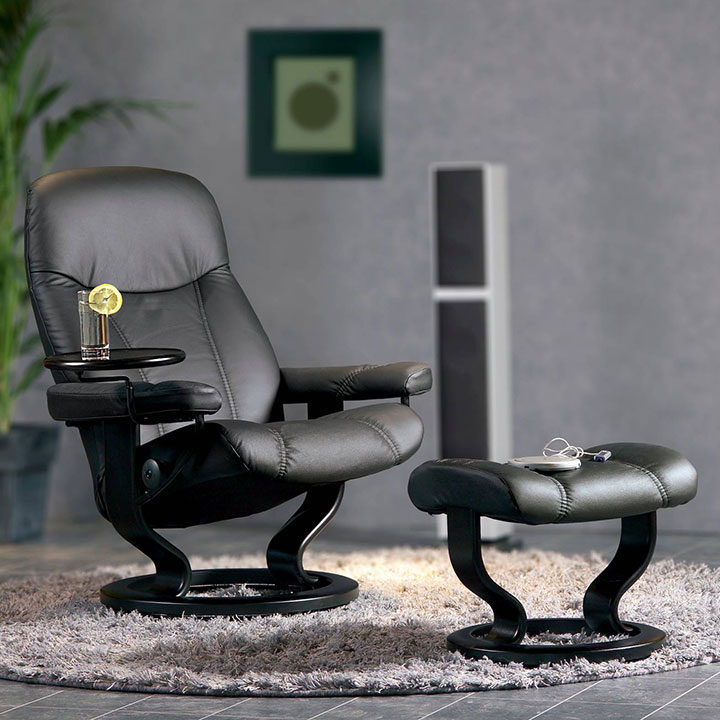 Stressless Consul Recliner and Ottoman - Classic Base: Design Quest