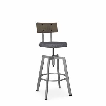 Amisco ARCHITECT Stool - Wood Back and Upholstered Screw Seat