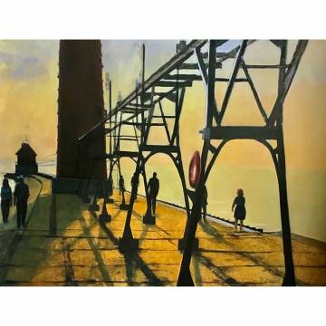 Larry Blovits: GRAND HAVEN TWILIGHT (Framed print)