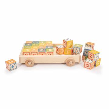 Uncle Goose Classic ENGLISH ABC Blocks with Storage Wagon