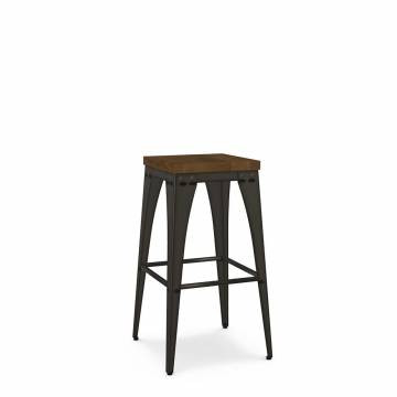 Amisco UPRIGHT Non-Swivel Barstool with Wood Seat