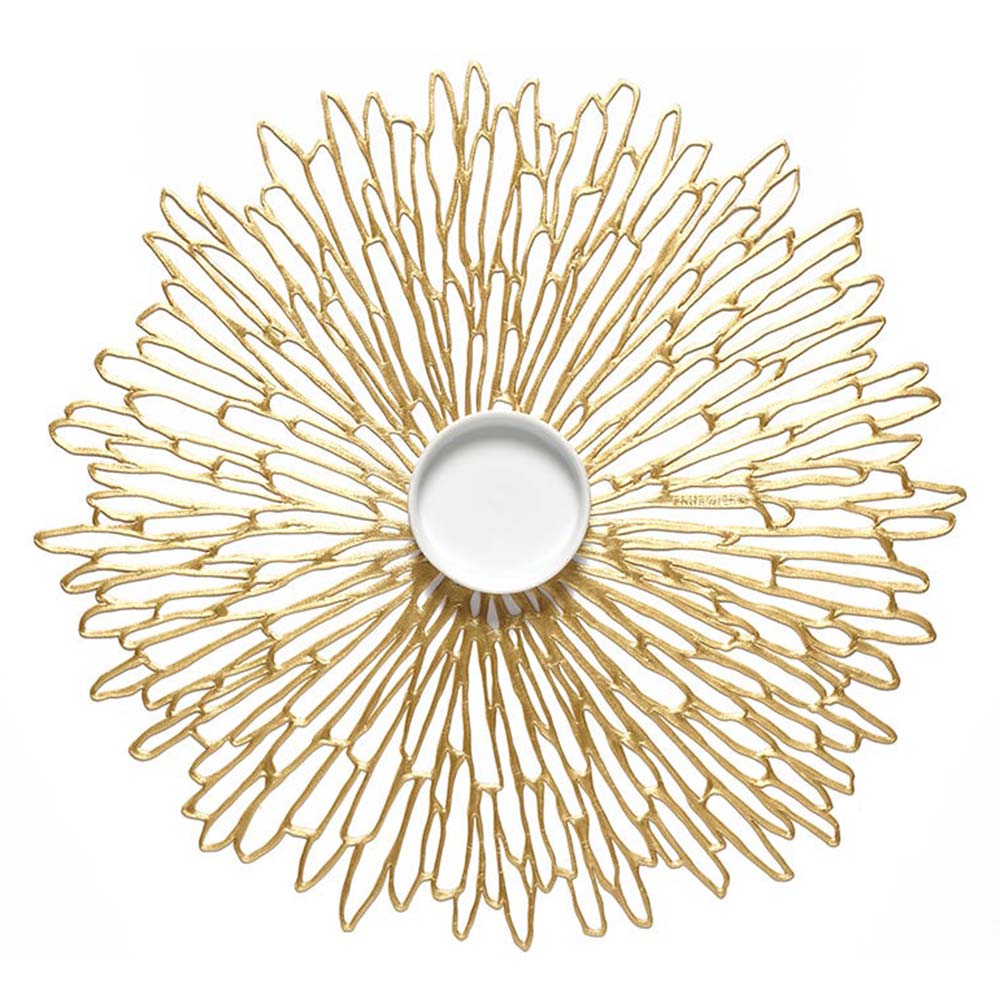 Chilewich BLOOM Placemat, Gilded 14" Round Design Quest