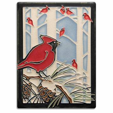 Motawi Tileworks 6x8 WINTER CARDINALS
