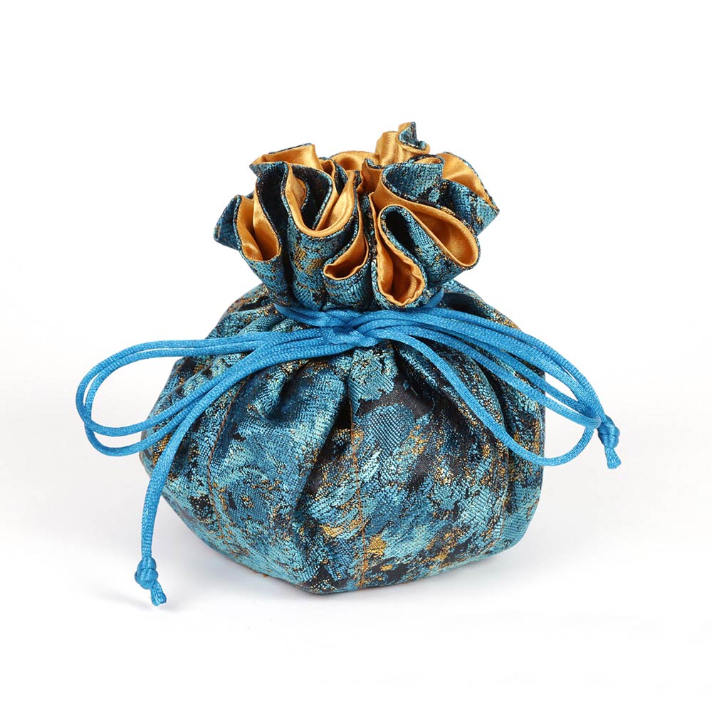 Cathayana Jewelry Pouch Blue Abstract with Gold: Design Quest