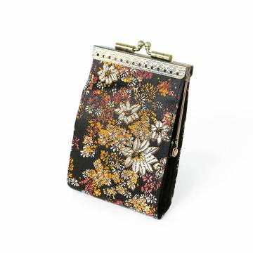 Cathayana RFID Blocking Card Purse - Small Floral Brocade / Gold