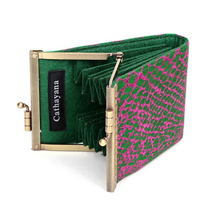 Cathayana RFID Blocking Card Purse Small Floral Brocade Gold