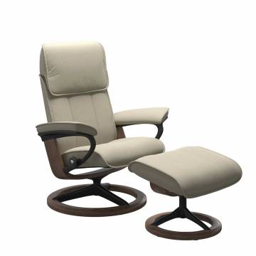 Stressless Admiral Recliner and Ottoman - Signature Base