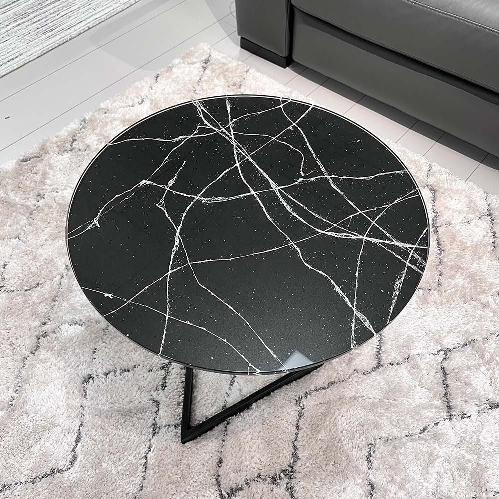 Glassisimo CUT Side Table Black Marble Design Quest