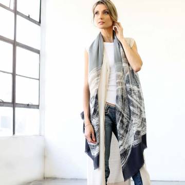 Lua Fiber Art - Fashion Scarf -Spirals / Stone