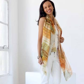 Lua Fiber Art - Fashion Scarf - Ebb and Flow / Rust