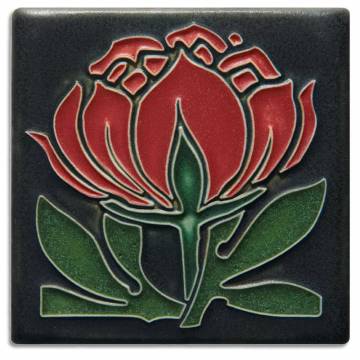 Motawi Tileworks 4x4 PEONY BLOOM (Red)
