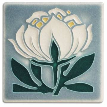 Motawi Tileworks 4x4 PEONY BLOOM (Grey Blue)