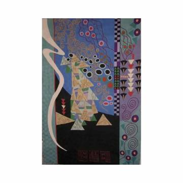 Gustav Klimt Inspired Chain Stitch Wall Hanging - Marine