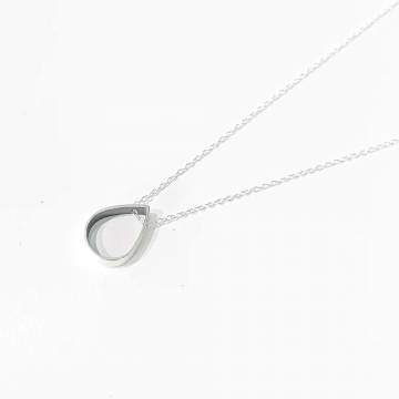 Minima Drop Necklace - Medium - Oxidized / Silver