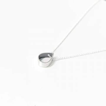 Minima Drop Necklace - Small - Oxidized / Silver