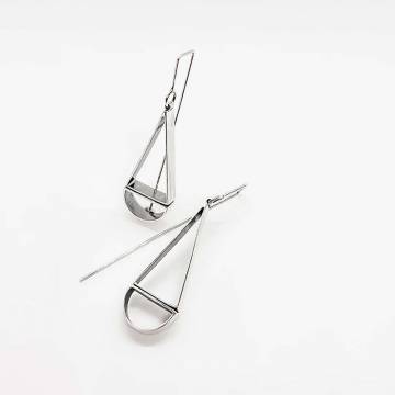 Minima Tri  Earrings - Oxidized / Silver