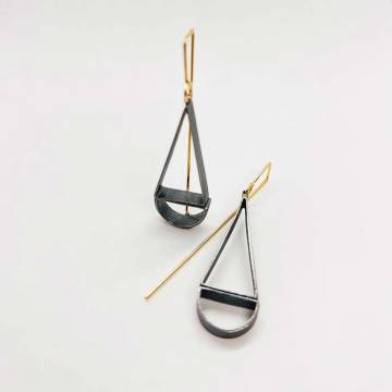 Minima Tri  Earrings - Mixed Metals