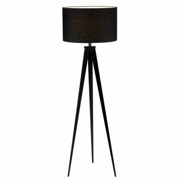 Adesso Lighting DIRECTOR Floor Lamp - Black Metal with Black Fabric Shade