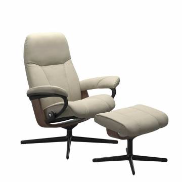 Stressless Consul Recliner and Ottoman - Cross Base