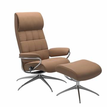 Stressless London Recliner and Ottoman - High Back