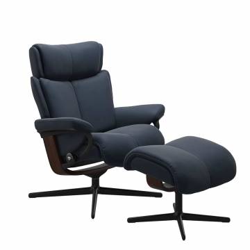 Stressless Magic Recliner and Ottoman - Cross Base