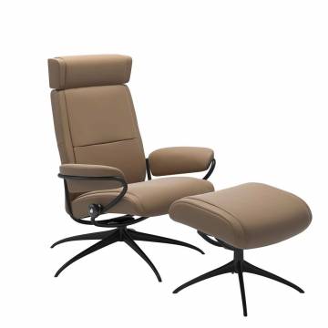 Stressless Paris Recliner and Ottoman - Adjustable Headrest