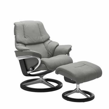 Stressless Reno Recliner and Ottoman - Signature Base