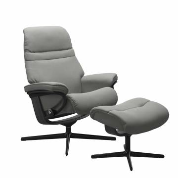Stressless Sunrise Recliner and Ottoman - Cross Base