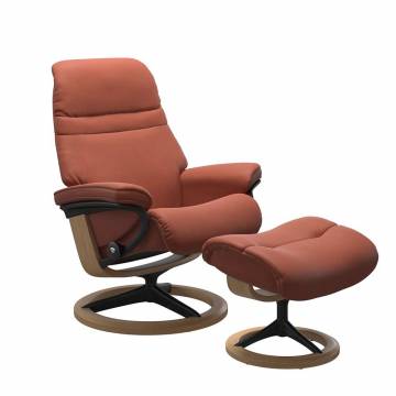 Stressless Sunrise Recliner and Ottoman - Signature Base
