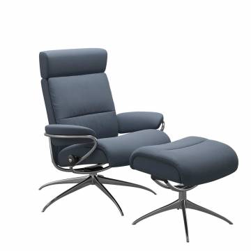 Stressless Tokyo Recliner and Ottoman - Adjustable Headrest
