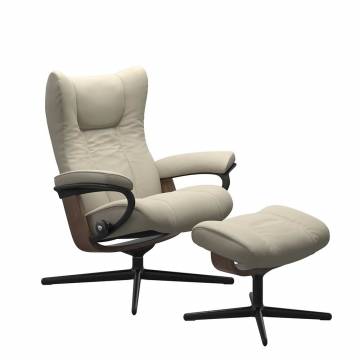 Stressless Wing Recliner and Ottoman - Cross Base