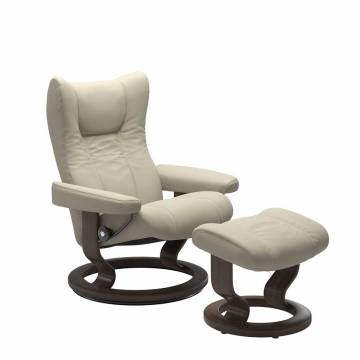 Stressless Wing Recliner and Ottoman - Classic Base