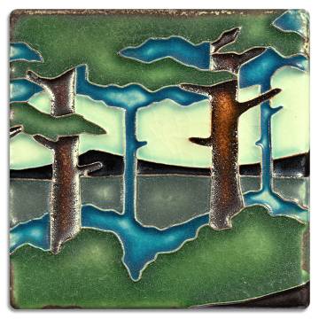 Motawi Tileworks 4x4 PINE LANDSCAPE - VALLEY (Summer)
