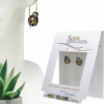 Bead Stackers CRYMT28G Earrings, Gold Filligree, Crystal Beads