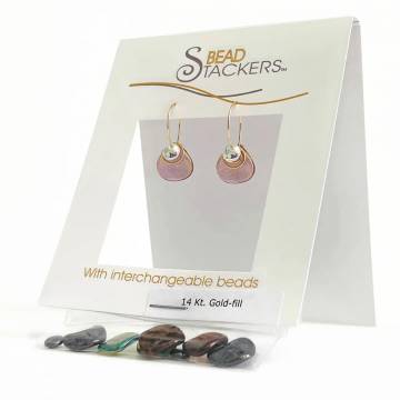Bead Stackers PT34GC Earrings, Petal-Shaped, Gold