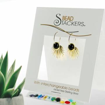 Bead Stackers RAY38G Earrings, Gold Spray, Glass Beads