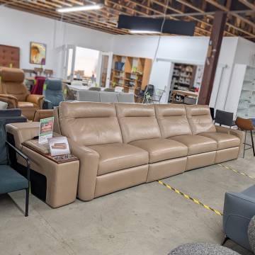American Leather KEYSTONE Recliner Sectional - Haven Champagne Grade j Leather
