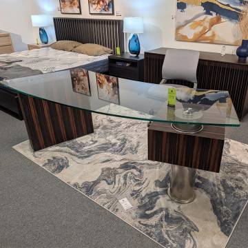 Kube Trapeze Desk - Glass/Ebony/Satin Nickel