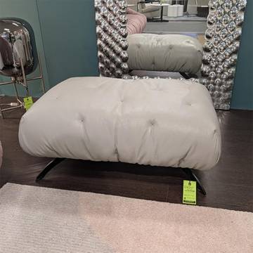 Max Divani Globo Rectangular Footstool - Light Grey Leather/Ferro Calamina Legs