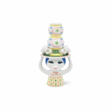 Bjørn Wiinblad LADY WITH HAT Candleholder - Pink/Yellow