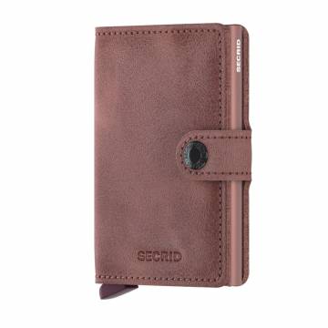 Secrid RFID Secure Mini Wallet with Button: Vintage Mauve Leather