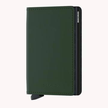 Secrid RFID Secure Slim Wallet: Matte Green Leather with Black Card Protector