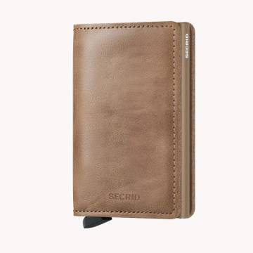 Secrid RFID Secure Slim Wallet: Vintage Taupe Leather with Taupe Card Protector