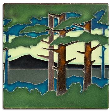 Motawi Tileworks 6x6 PINE LANDSCAPE - MOUNTAIN (Summer)