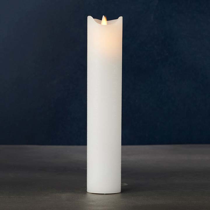 Sirius SARA EXCLUSIVE 2 x 10 inch White Wax Pillar Candles with LED Flame: Design Quest