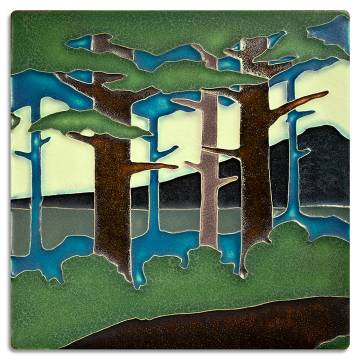 Motawi Tileworks 8x8 PINE LANDSCAPE - MOUNTAIN (Summer)