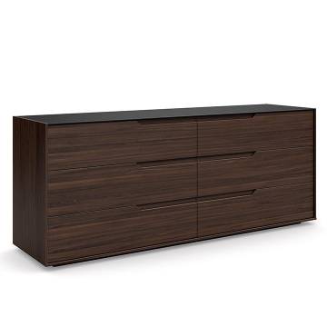 Mobican Alexia 6-Drawer Double Dresser with Glass Top
