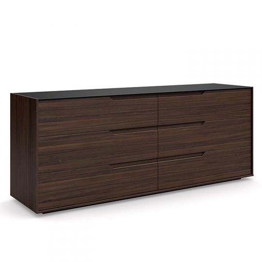 Mobican Alexia 6 Drawer Double Dresser With Glass Top Design Quest